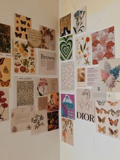 the wall is covered with many different types of flowers and butterflies on it's sides