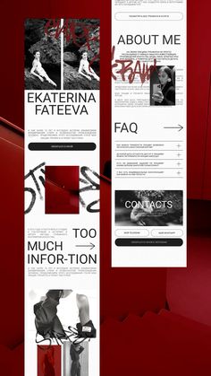 a red and white web page with black text