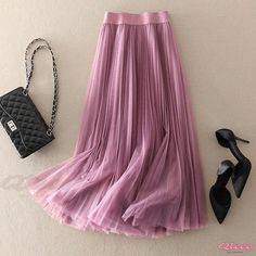 Sophisticated Layered Netting Maxi Skirt for a Glamorous Appearance Elegant Non-stretch Pleated Skirt For Party, Purple Skirt For Fall Party, Fall Party Skirt In Purple, Elegant Purple Pleated Skirt, Body Skirt, Fibre And Fabric, Nature Dress, Gown Pattern, Long Skirts For Women