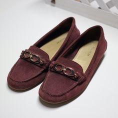 Nwot Coach Fortunata Signature Buckle Suede Loafers Size: 6 Color: Garnet Color Casual Coach Loafers For Work, Coach Casual Loafers With Flat Heel, Casual Coach Loafers With Flat Heel, Casual Coach Loafers For Spring, Coach Flat Loafers For Formal Occasions, Casual Coach Loafers, Elegant Coach Loafers For Fall, Casual Coach Loafers With Round Toe, Coach Loafers With Round Toe For Fall