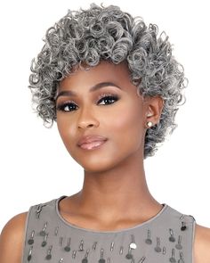 Silver Gray Hair Collection Lace Part! Overall Length: 9" Thin Spiky Spiral Curly Short♦ HD Invisible Lace Part♦ Glueless. Elastic Comfort Band*HD(High Definition) lace is a royal lace material this is light, soft, and delicate and looks more transparent than normal lace, which can melt into our skin more perfectly to make the hairline more invisible. The key point we wearing a wig is to make it look as natural as possible. Rich Blonde, Wigs Silver, Silver Gray Hair, Silver Wigs, Vivica Fox Wigs, Ponytail Hair Piece, Best Wig Outlet, Kids Wigs, Curly Short