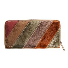 Women's Vegan Leather Rainbow Striped Wallet by CTM | Zip-Around Wallets at BeltOutlet.com Work Belt, Eco Friendly Accessories, Checkbook Covers, Gold Stripes, Wristlet Wallet, Wallet Chain, Coin Pouch, Tie And Pocket Square