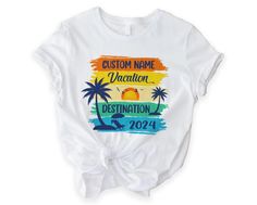 *All sales are final and we do not accept returns.If we make a mistake, we will send a replacement product. *The best way to get the size you need is to measure the one that best suits you or your child and get the same length and width using the size chart. Customizable White Sublimation Design For Summer, Fun Sublimation Print T-shirt For Vacation, Custom Print T-shirt For Beach Vacation, Customizable Crew Neck T-shirt For Summer, Fun White T-shirt For Vacation, Customizable Cotton T-shirt For Vacation, Customizable Graphic Tee For Summer, White T-shirt For Family Vacation Beach Season, White T-shirt For Family Beach Vacation