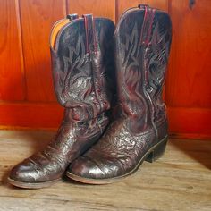 Excellent Condition. Beautiful Detail. Gorgeous Authentic Lucchese Oestrich. I'd Call The Color "Black Cherry" Unique To Lucchese Boots. Photos Just Don't Do Them Justice. Lucchese Boots Women, Lucchese Boots Womens, Luchesse Boots, Luxury Vintage Men's Cowboy Boots, Mens Square Toe Cowboy Boots Lucchese, Lucchese Boots, Western Cowboy Boots, Western Boots, Cowboy Boots