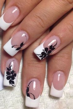 Floral Nail Art, Pink Acrylic Nails, Beautiful Nail Art, Fancy Nails, French Tip Nails, Creative Nails, Gorgeous Nails