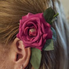 Beautiful Rose Hairclip For All Occasions Brand New Rose Behind Ear, Flower Behind Ear, Rose Gold Lace, Faux Fur Headband, Raspberry Rose, Rose Hair Clip, Minnie Ears Headband, 360 Wig, Fur Headband