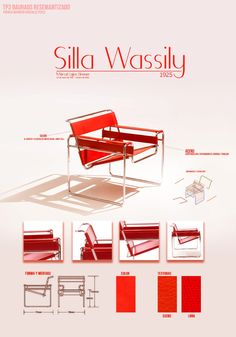 an image of a red chair with different types of furniture in the frame and color scheme