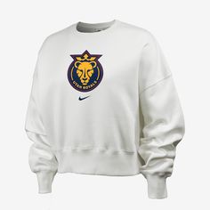 Made with our soft Phoenix Fleece, this Utah Royals FC sweatshirt helps keep you warm and comfortable all match long. Our midweight brushed fleece feels extra soft on the inside and smooth on the outside, helping you stay cozy while keeping its structured shape. Cozy Crew Neck Sports Top, Cozy Nike Sports Top, Nike White Fleece Sweats, Cozy Nike Fleece Tops, Nike Cozy Crew Neck Sweatshirt, White Nike Sweats With Ribbed Cuffs, Nike White Sweats With Ribbed Cuffs, Cozy White French Terry Tops, Nike Crew Neck Fleece Sweater