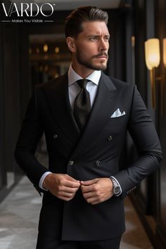 >>ORIGINAL ARTWORK AND CONTENT, PLEASE DO NOT COPY<< Men Suits, Suits For Man, Elegant Black Double Breasted Suit for Men | Classic  Formal Attire, Formal piece Wedding Suit, Double Breasted, Formal Fashion Slim Fit Suit. Elevate your style with this timeless black double-breasted suit, meticulously crafted for the modern gentleman. This suit exudes sophistication and confidence, making it the ideal choice for formal occasions and special events. Expertly tailored for a perfect fit, it features a luxurious blend of comfort and style. ✨ Key Features: 👔 Premium Black Suit: Crafted from high-quality materials for durability and elegance. 🤵 Classic Double-Breasted Design: A nod to traditional style with a contemporary twist. 🌟 Versatile Formal Wear: Ideal for weddings, galas, and other form Double Breasted Black Tuxedo, Black Wedding Suits Men, Double Brest Suit Men, Black Double Breasted Suit Men, Ysl Suit, Black Wedding Suit, Black Double Breasted Suit, Double Breasted Suit Men, Double Breasted Tuxedo