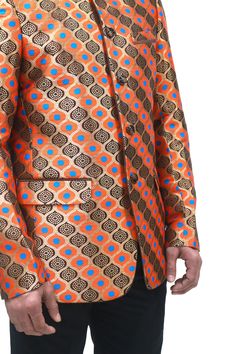 Elevate your ensemble with this exquisite Banarasi Brocade Art Silk Men's Jacket, a fusion of traditional craftsmanship and contemporary style. Perfect for men's weddings, proms, parties, or any special occasion, this jacket embodies luxury and sophistication. Crafted from high-quality Banarasi brocade art silk, this jacket exudes opulence and elegance. Its intricate weaving and rich texture add a touch of grandeur to your attire, making it ideal for those seeking a refined and distinguished loo Designer Nehru Jacket For Festivals And Parties, Designer Nehru Jacket For Party And Festivals, Fitted Multicolor Nehru Jacket For Eid, Designer Fitted Nehru Jacket For Festivals, Designer Multicolor Sherwani For Festive Occasions, Designer Nehru Jacket For Diwali Party, Fitted Multicolor Nehru Jacket With Zari Work, Fitted Elegant Orange Traditional Wear, Traditional Fitted Blazer For Diwali