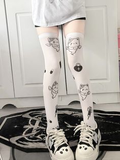 The price is for a pair of socks only, others are not included. Dark Kawaii, Purple Gothic, Green Characters, Kitty Items, Y2k Crop Top, Yami Kawaii, Angel Cat, Perfect Skin Care Routine, Plush Bags