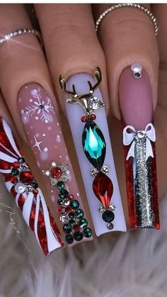 Classy Nail Art Ideas, Xmas Nail Art, Nails Winter, Christmas Nails Acrylic, Easter Nails, Christmas Nail Designs