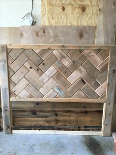 an unfinished headboard made out of wood