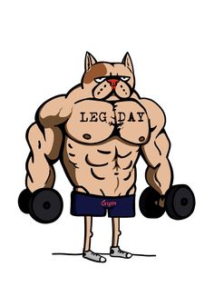 a cartoon character holding two dumbs with the words lageray on it's chest