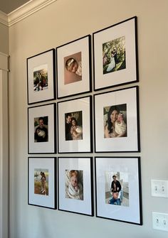 a bunch of pictures hanging on the wall