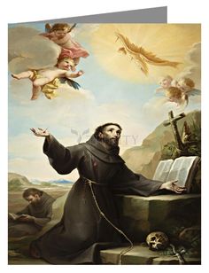 St. Francis of Assisi Receiving Stigmata - Note Card by Museum Classics - Trinity Stores St Francis Assisi, Desk Frame, St Francis Of Assisi, Saint Francis, Francis Of Assisi, San Francesco, Artwork Display, Wall Frame, St Francis