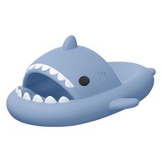 an inflatable shark toy with its mouth open