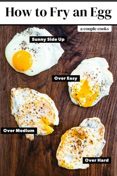 an egg is shown with the words how to fry an egg on it's side