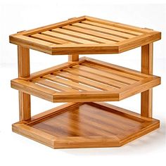 three tiered wooden shelf with two trays