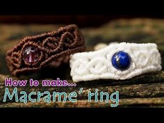 two crocheted headbands sitting on top of a piece of wood with the words how to make macrame'ring