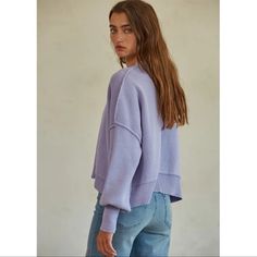 Never Worn, Like New! Super Chic And Cozy Lavender Oversized Woven Sweater With Drop Shoulder. Purchased From A Boutique, Brand Is By Together. Size M. Retail Price $68. Bundle With Other Listings For Discount! Lavender Sweater, Woven Sweater, Free People Sweaters, Free People Sweater, Colorful Sweaters, Drop Shoulder, Scoop Neck, Free People, Lavender