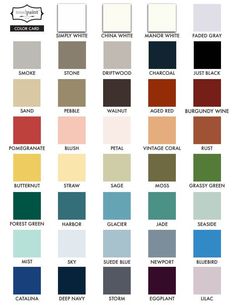 the color chart for different shades of paint