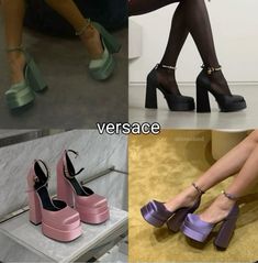 Designer Heels Aesthetic, Versace Heels Outfit, Versace Platform Heels, Vivienne Westwood Heels, Versace Aesthetic, Versace Heels, Pretty Heels, Heels Designer