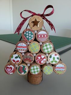 a christmas tree made out of wine corks