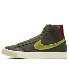 Nike Blazer Mid '77 'Olive Snakeskin' Medium Olive/Lemon Venom/Fossil Sneakers/Shoes Nike Blazer Mid 77 Women, Blazers Nike, Yeezy 750, Nike X Travis Scott, Snake Skin Shoes, Nike Blazer Mid 77, Nike Blazer Mid, Top Sneakers Women, Nike Blazers Mid