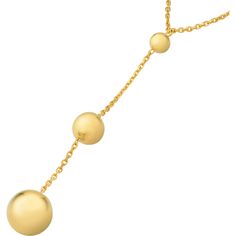 Embark on a journey of luxury with the Graduating Bead Drops Adjustable Necklace by Olas d'Oro. This exquisite piece seamlessly blends classic charm with modern sophistication, making it a timeless addition to your fine jewelry collection.Crafted from lustrous 14K yellow gold, this necklace showcases three gracefully graduating bead drops, each meticulously designed to capture the essence of elegance. The warm, radiant hue of the gold complements the wearer's natural beauty, creating an aura of Elegant 14k Gold Long Drop Necklace, Elegant Yellow Gold Necklaces With Polished Beads, Elegant Single Strand Long Drop Necklace, Elegant Long Drop Single Strand Necklace, Fine Jewelry Yellow Gold Long Drop Necklace, Yellow Gold Long Drop Necklace Fine Jewelry, Elegant Pendant Jewelry With Satellite Chain, Elegant Jewelry With Polished Beads For Formal Occasions, Elegant Polished Bead Jewelry For Formal Occasions