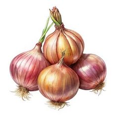 three onions are sitting on top of each other