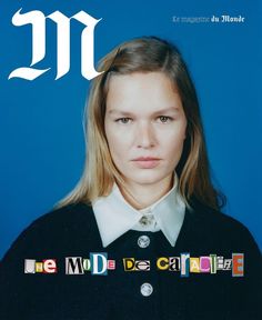 a magazine cover with a young woman wearing a black sweater and white collared shirt