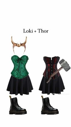 Costume Ideas Single Women, Cute Marvel Halloween Costumes, Avenger Costume For Women, Marvel Duo Halloween Costumes, Corset Halloween Costumes Duo, Blonde Disney Characters Costumes, Costume With Green Dress, Costumes For Women Duo, Red Head And Blonde Halloween Costumes