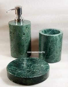 green marble bathroom accessories set with soap dispenser