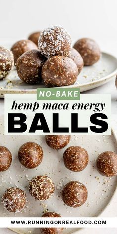 no bake hemp maca energy balls on a plate