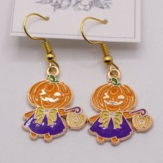 Handmade Earrings Style: Pumpkin Girl With Lantern Comes With Organza Bag New Makes A Great Gift For Any Occasion Or Holiday! Don't Forget To Check Out My Other Styles! Keywords: Halloween, Jack-O-Lantern, Pumpkin, Spooky, Stand Out, Different, Present, Hanging, Earring, Drop, Birthday, Gift, Handmade, Made In Usa, Nj Artist, Female Owned, Artisan, Craft Lantern Earrings, Pumpkin Girl, Hanging Earring, Pumpkin Spooky, Halloween Jack, Gift Handmade, Artisan Craft, Halloween Pumpkin, Organza Bags