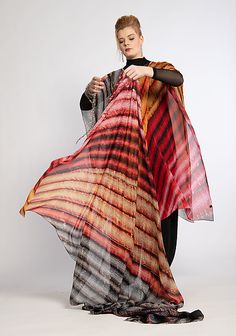 Stacks of Joy Scarf by Mary Jaeger (Silk Scarf) | Artful Home Woven Scarves, Artful Home, Diagonal Stripes, Silk Painting, Silk Chiffon, Scarf Shawl, Plaid Scarf, Silk Scarf, Wedding Outfit