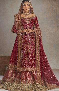 Muslim Bridal Lehenga, Red Bridal Lehenga Pakistani, Latest Bridal Lehenga Designs, Muslim Bridal, Latest Bridal Lehenga, Nikkah Dress, Wedding Lehenga Designs, Muslim Wedding Dresses