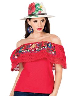 Mexican Artisanal Embroidered Blouse 100% Cotton Red Classic Mexican Design Blouse Made in Mexico  by our Artesanos Does not include Accessories Mexican Blouses, Traditional Mexican Dress, Handmade Blouse, Mexican Fashion, Mexican Blouse, Mexican Outfit, Mexican Dresses, Women Blouses, Dressy Outfits