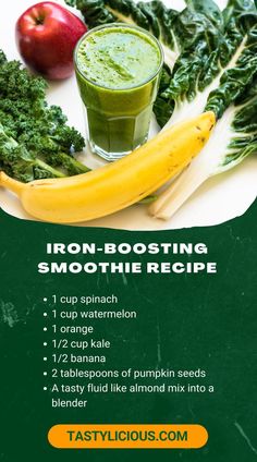 iron boosting smoothie recipe | best smoothie to boost iron | iron boosting smoothie recipes | Smoothies for Low Iron | smoothie to increase red blood cells | Iron-Boosting Orange Green Smoothie Iron Rich Smoothie Recipes, Iron Rich Smoothie, Healthy Juicer Recipes, Healthy Juice Drinks, Juice Smoothies Recipes, Foods With Iron, Delicious Smoothies