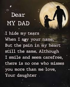 a father holding his daughter's hand in front of a full moon with the words dear