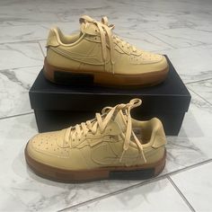 Nike Air Force 1 Fontanka Sesame Brown Gum Dh1290-201 Women's Multi Size. New With Box White Nike Tennis Shoes, Nike Air Force 1 Fontanka, Shoes Nike Air Force, Nike Air Max Excee, Nike Internationalist, Nike Brown, Nike Air Vapormax Plus, Nike Tennis Shoes, Nike Air Max For Women