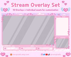 a pink frame with hearts on it and the words stream overlay set