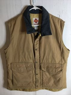 Vintage 80s Columbia Vest Corduroy Collar Zip & Snap Front Mens Size XL See photos for condition, stains 80s Mens Fashion, Corduroy Vest, Mens Corduroy, Mens Vest Fashion, Columbia Vest, Beige Vest, Zip Up Vest, Military Jacket, Varsity Jacket