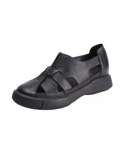 Gender: Women Item Type: Casual Shoes Main Material: Cow Leather Style: Casual, Classic, Retro Season: Spring, Summer Heel Type: Wedge Outsole Material: Rubber Heel Height: Mid-Heel (3-6 cm) Size Length cm inch 35 22.5 8.86 36 23 9.06 37 23.5 9.25 38 24 9.45 39 24.5 9.65 40 25 9.84 Summer Wedge Sandals With Rubber Sole And Round Toe, Black Wedge Sandals With Rubber Sole For Summer, Summer Closed Toe Wedge Sandals, Comfortable Black Wedge Sandals For Summer, Casual Leather Toe Post Wedge Sandals, Casual Leather Closed Toe Wedge Sandals, Casual Wedge Sandals With Rubber Sole, Casual Wedge Sandals With Rubber Sole And Round Toe, Casual Wedge Sandals With Round Toe And Rubber Sole