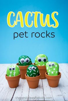 These pet cactus rocks are so cute! Such a fun kids craft! Perfect DIY activity to make your own cactus rocks.  via @bestideaskids Cactus Rocks, Profitable Crafts, Pet Projects, Googly Eyes, Pet Rocks, Diy Activities, Crafts To Make And Sell, Camping Crafts, Childrens Crafts