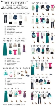 a poster with different types of clothes and accessories on it's side, including the top