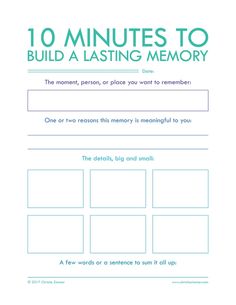 the ten minutes to build a lasting memory book with instructions on how to use it