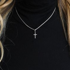 A timeless piece to carry around with you. Gold Presidents show attention to detail with this superbly crafted Womens Gold Cross Mini Necklace. It has a delicate, smooth, and polished surface that grabs attention with its bright and natural hue. This excellent Gold Cross Necklace (mini) is suitable for day-to-day wear and perfect for layering with other chains. Specifications Dimension: 18.34mm x 10.07mm Chain Length: Up to 22" Material Options 18k Yellow Gold Plated 18k White Gold Plated Shippi Mini Necklace, Gold Cross Necklace, Gold Cross Pendant, Motorcycle Outfit, Yellow Gold Pendants, Gold Cross, Rope Chain, High Quality Jewelry, Chain Lengths