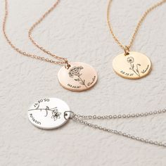 "Birth flower name necklace is perfect for everyday wear. Simply stylish and comfortable. Great for layering. Type names, date or meaning words to design it, make your flower necklace and show off your personality. The stainless steel disc necklace is available in silver, gold, and rose gold. Stainless steel Flower Name necklace is a wonderful and unique gift idea to shower the important people in your life with a cute, dainty, and creative gift. This custom disc necklace also makes a perfect bi Adjustable Flower Necklace For Birthday, Personalized Flower Charm Necklaces For Mother's Day, Flower Shaped Birth Flower Charm Necklaces For Birthdays, Adjustable Birth Flower Charm Necklace For Personalized Gift, Adjustable Birth Flower Charm Necklaces For Mother's Day, Adjustable Birth Flower Charm Necklace For Mother's Day, Adjustable Birth Flower Charm Necklace, Personalized Adjustable Flower Necklace, Personalized Flower Jewelry For Birthday